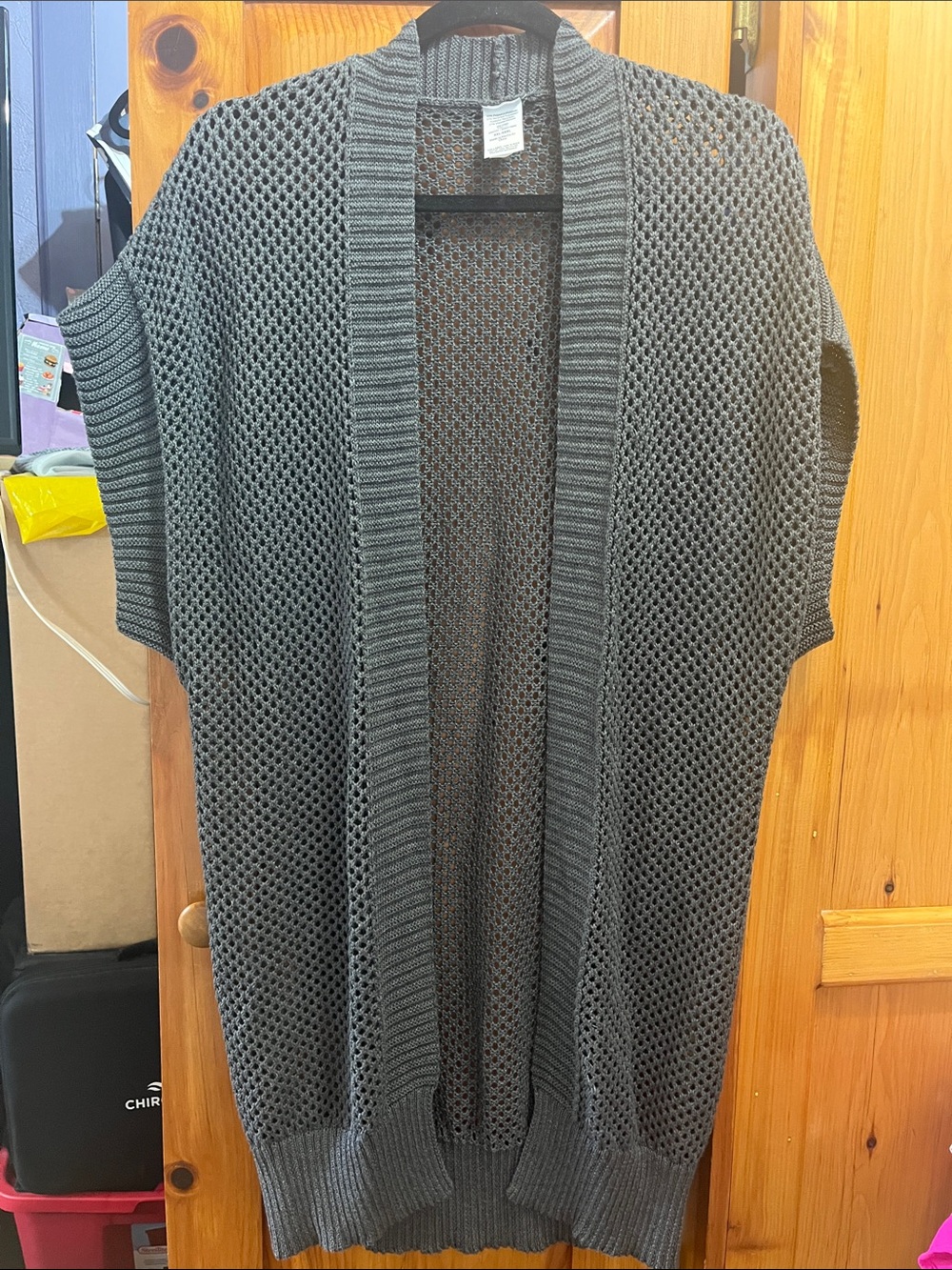 Open-Front Knit Cardigan - Gray